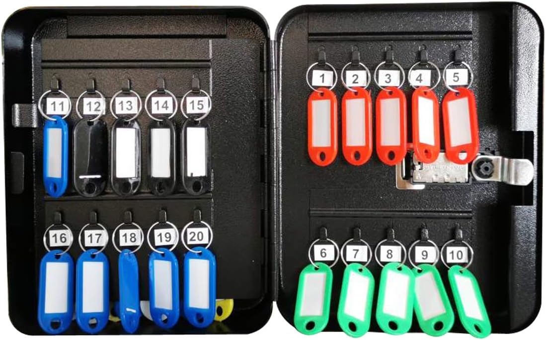 Black Steel Key Cabinet Box with 24 Key Slots and Combination Lock Q49830