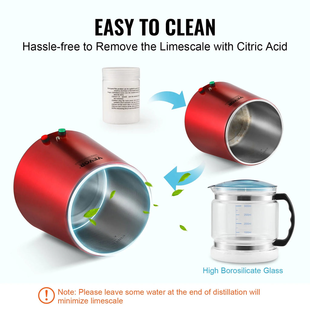 Red 4L Stainless Steel Water Distiller Z304