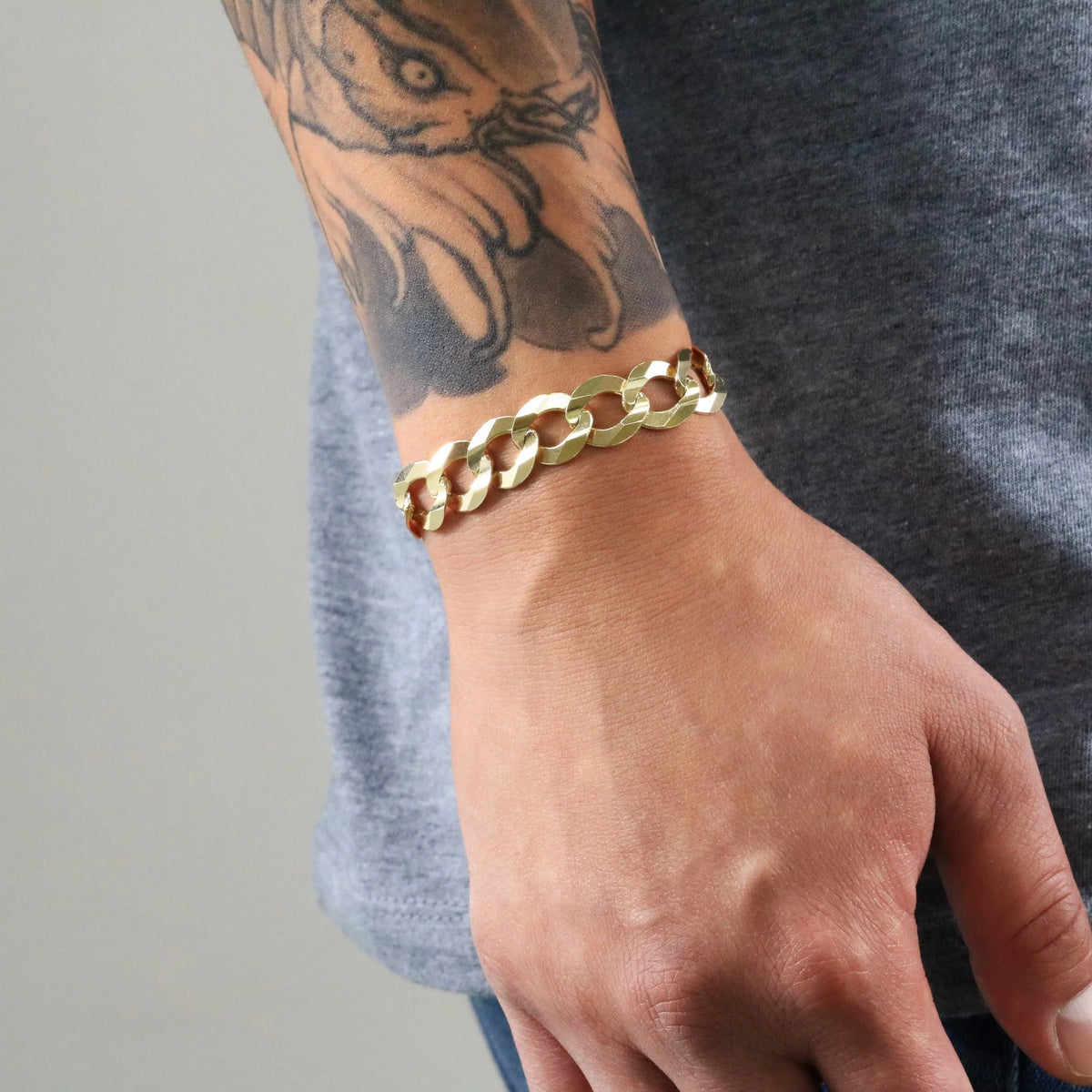 10k Yellow Gold Solid Cuban Link Chain Bracelet G607326