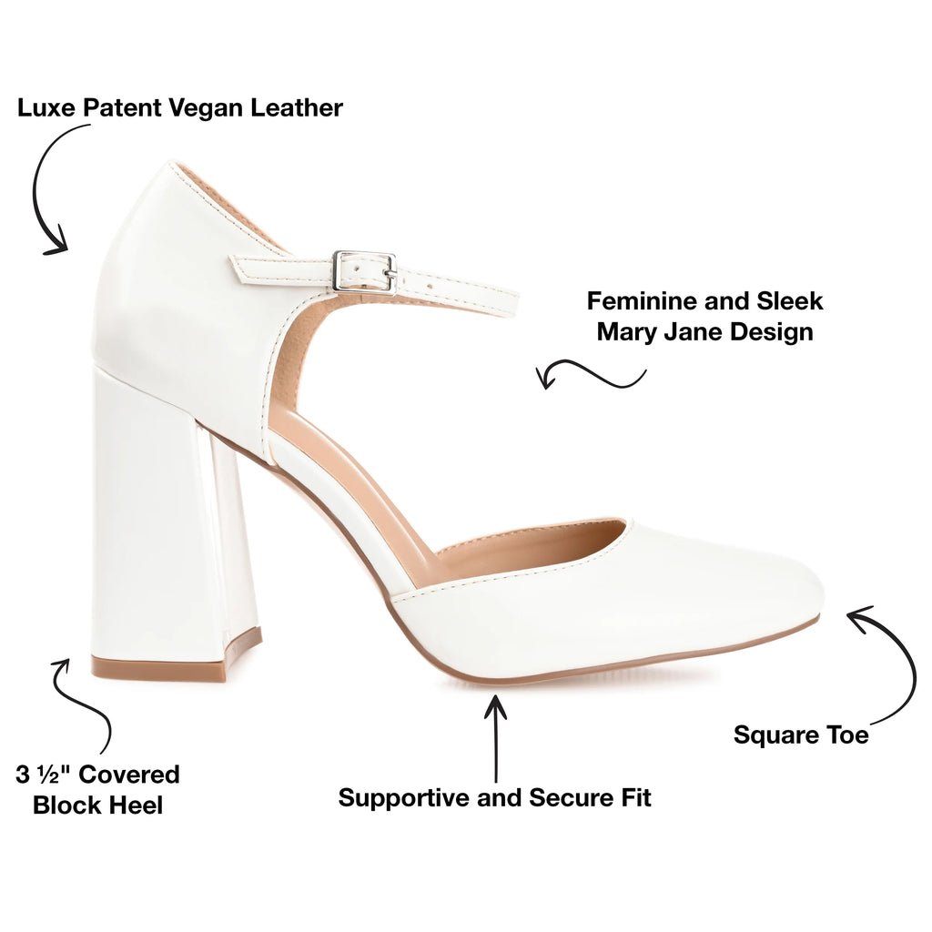 Womens Wide Width Mary Jane Mid Block Heel Square Toe Pumps G251