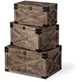 Set of Three Brown Wooden Decorative Boxes K2743