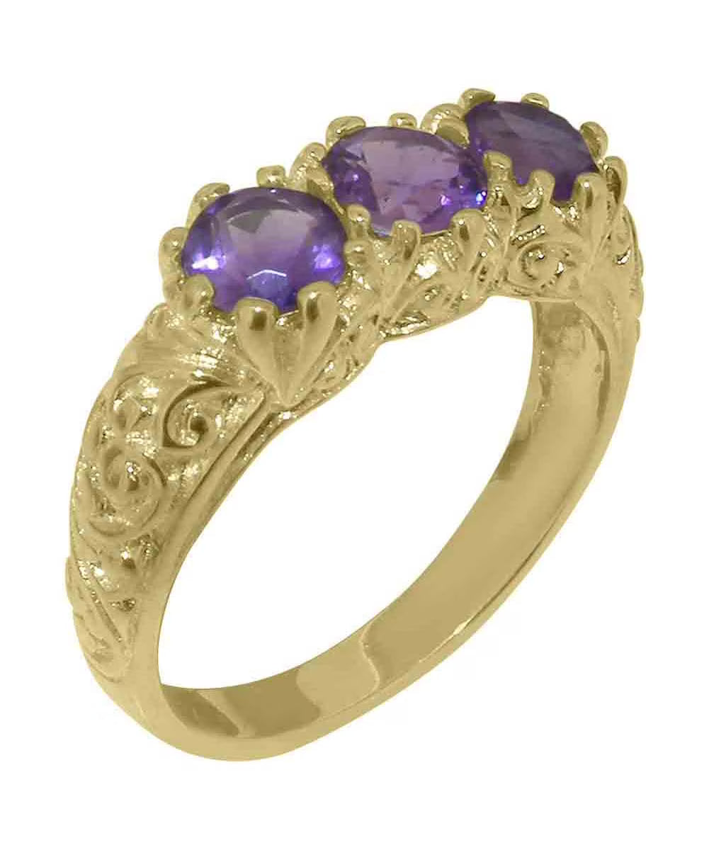 10k Yellow Gold Amethyst Womens Ring H258
