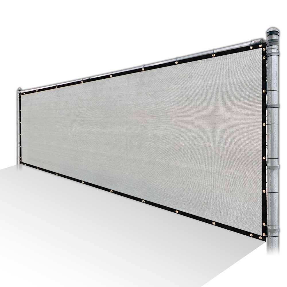 Grey Privacy Fence Screen HDPE Mesh Windscreen with Reinforced Grommets H3570