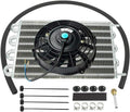 15-1/2" Oil Cooler 7" Black 10 Blades Cooling Fan Kit Radiator Transmission Aluminum Pack of 2 S24754