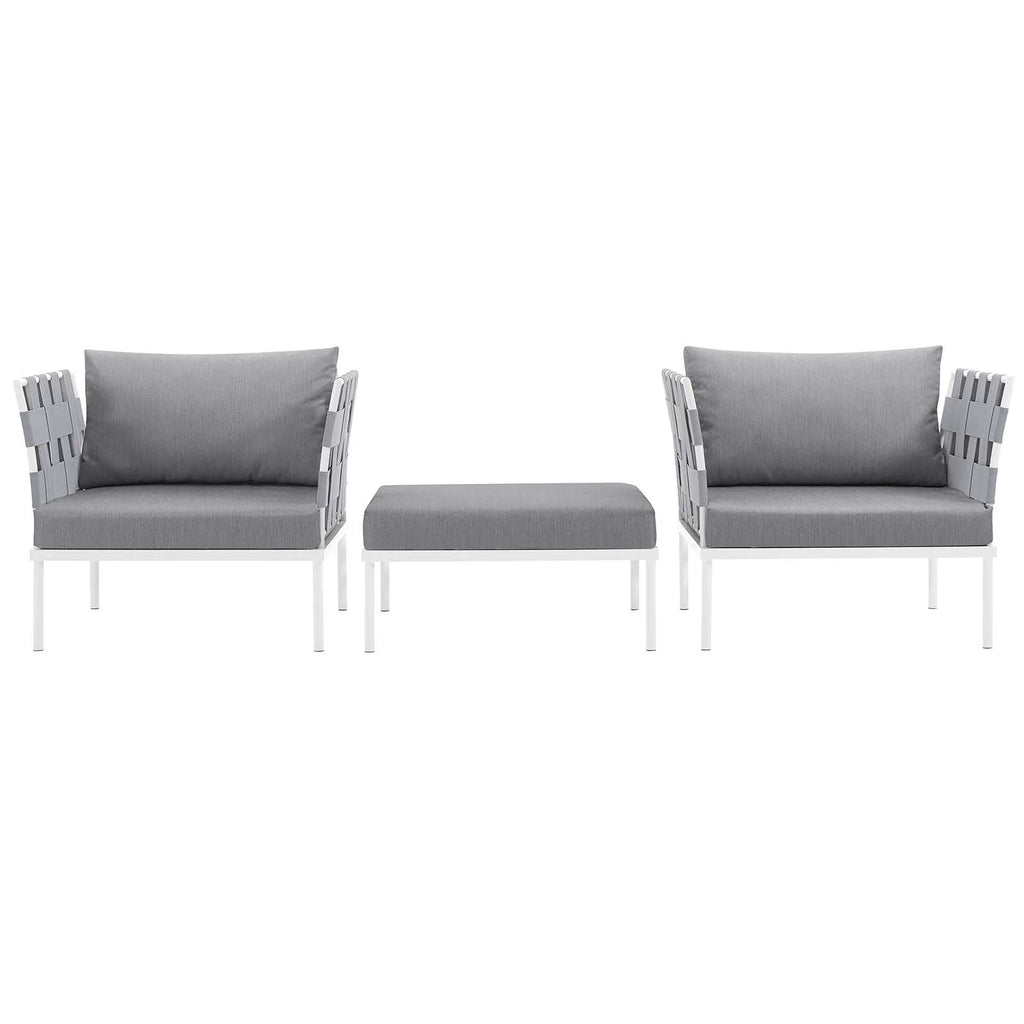 White Gray 3 Piece Aluminum Patio Sectional Sofa Set R463