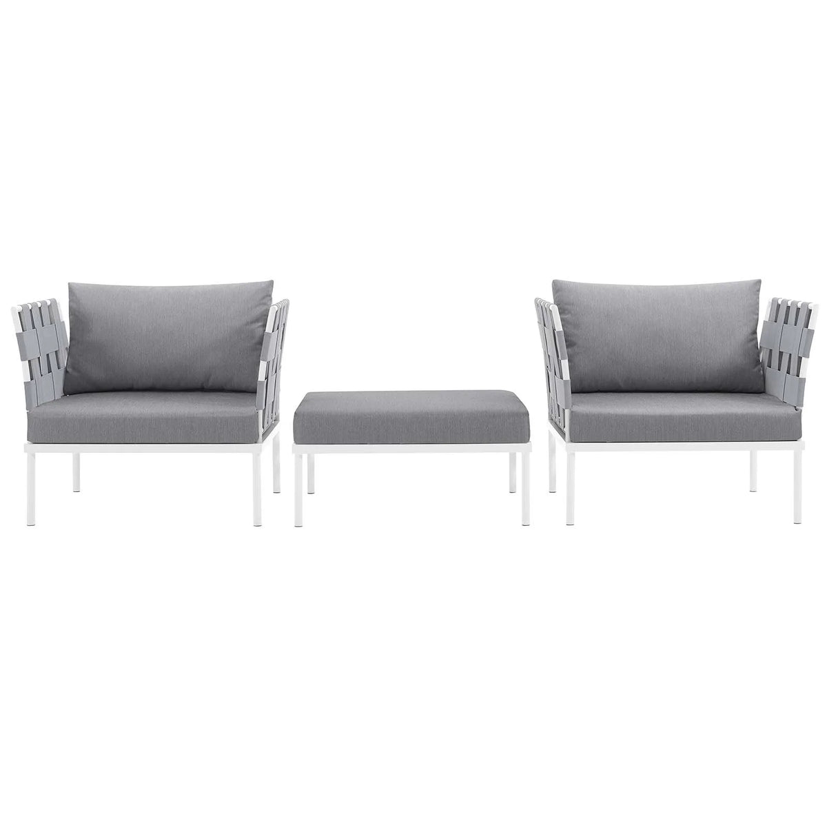 White Gray 3 Piece Aluminum Patio Sectional Sofa Set R463