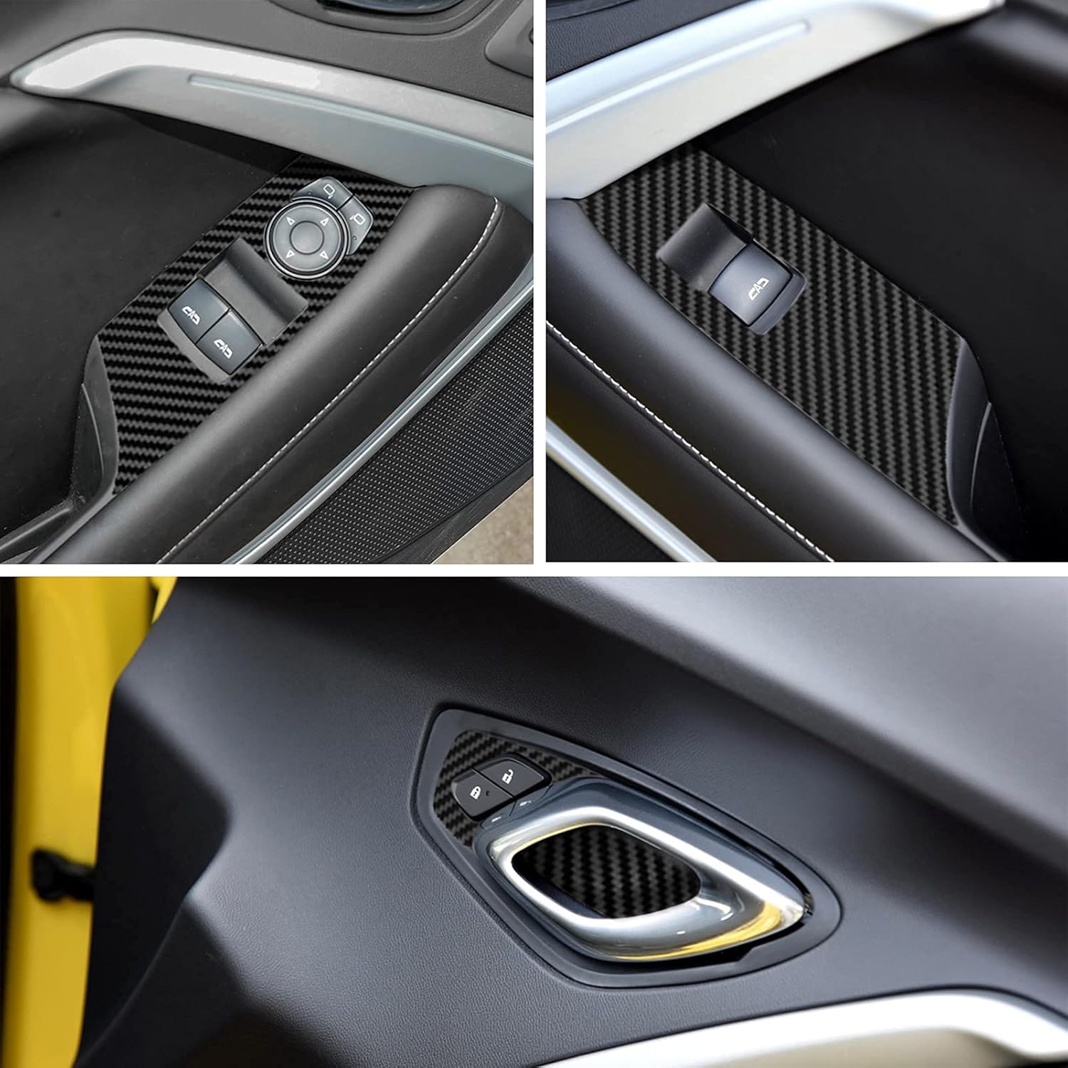 Carbon Fiber Texture Vinyl Wrap Center Console Dashboard Cover Interior Protective Decoration Accessories Sticker 28PCS Black G40336