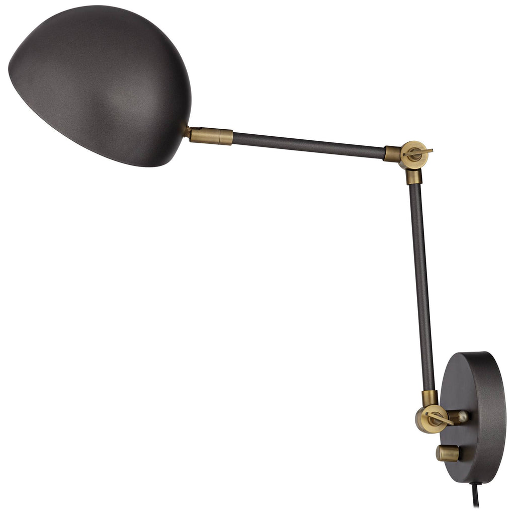 Industrial Swing Arm Wall Lamp Gunmetal Brass Plug-In Light Fixture Adjustable N868405