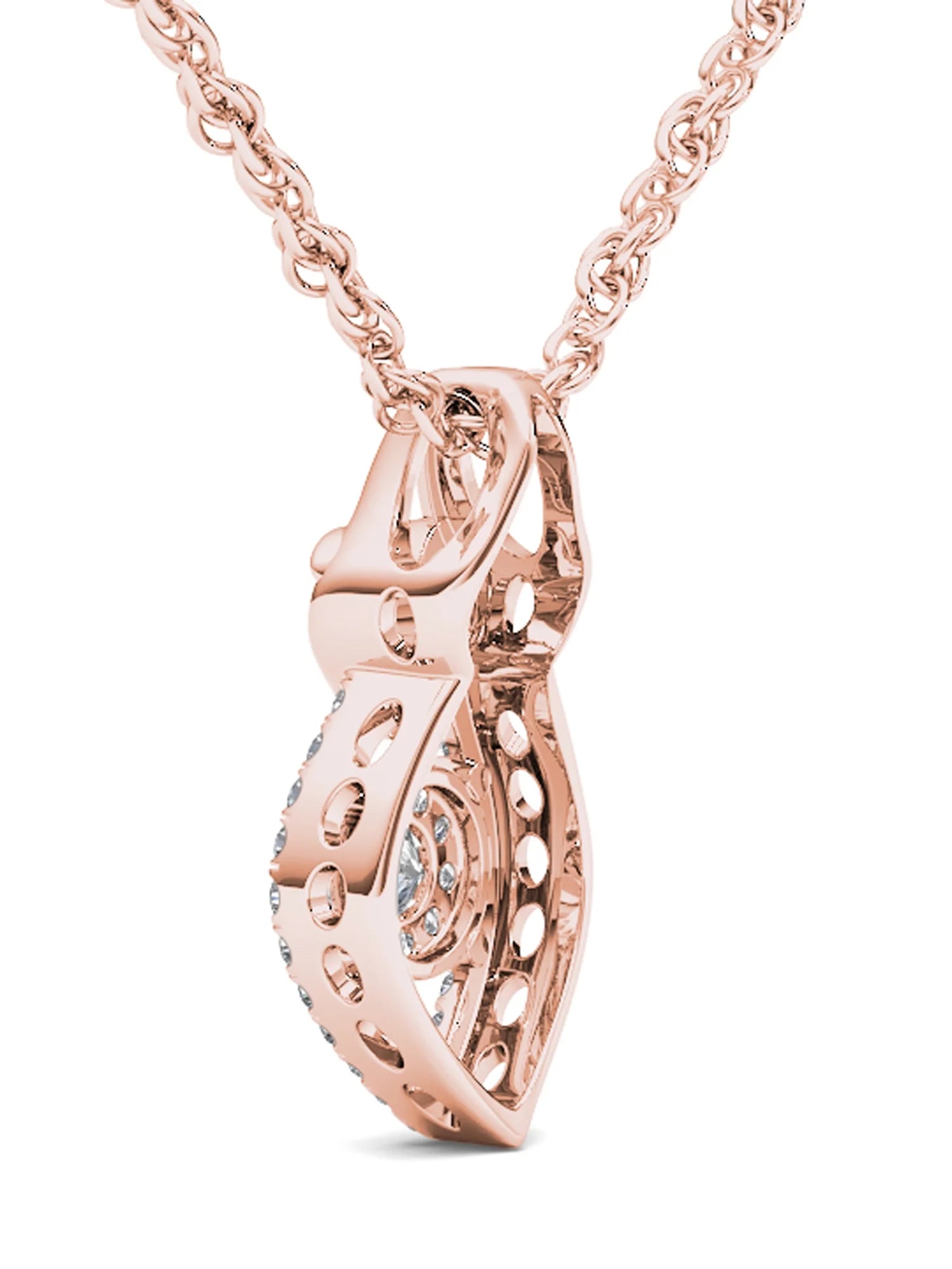 10K Rose Gold Diamond Teardrop Necklace Z205
