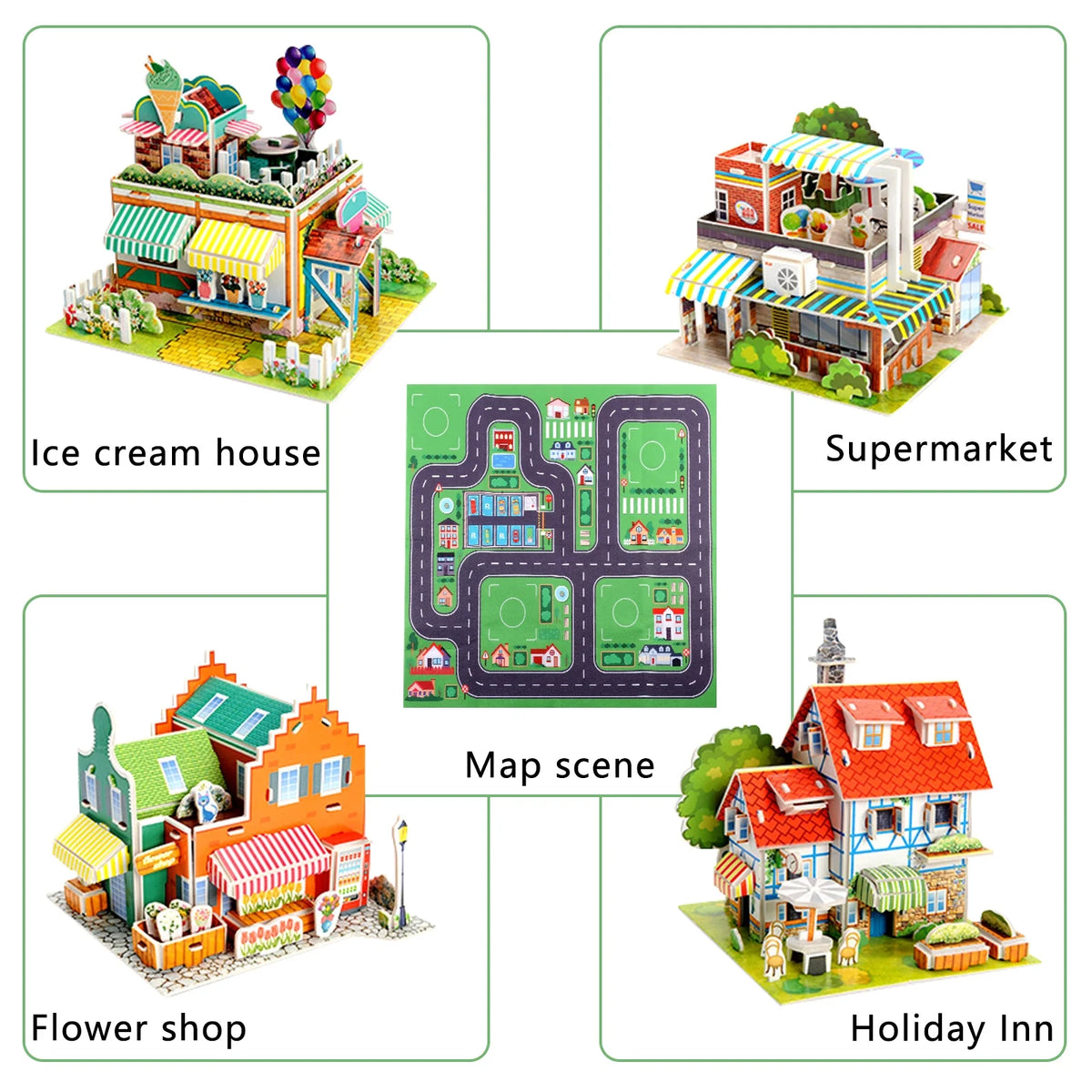 Building Blocks Set with 5 Toy Cars N4777