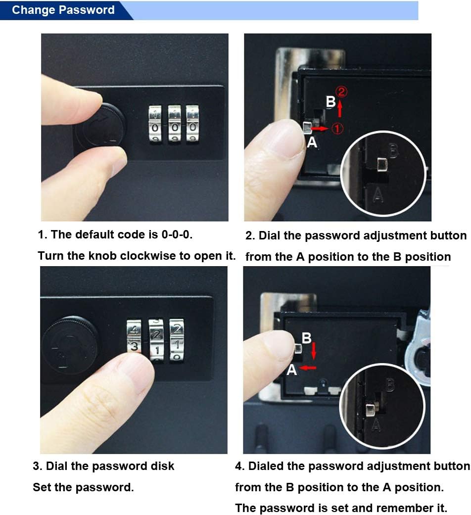 Black Steel Key Cabinet Box with 24 Key Slots and Combination Lock Q49830