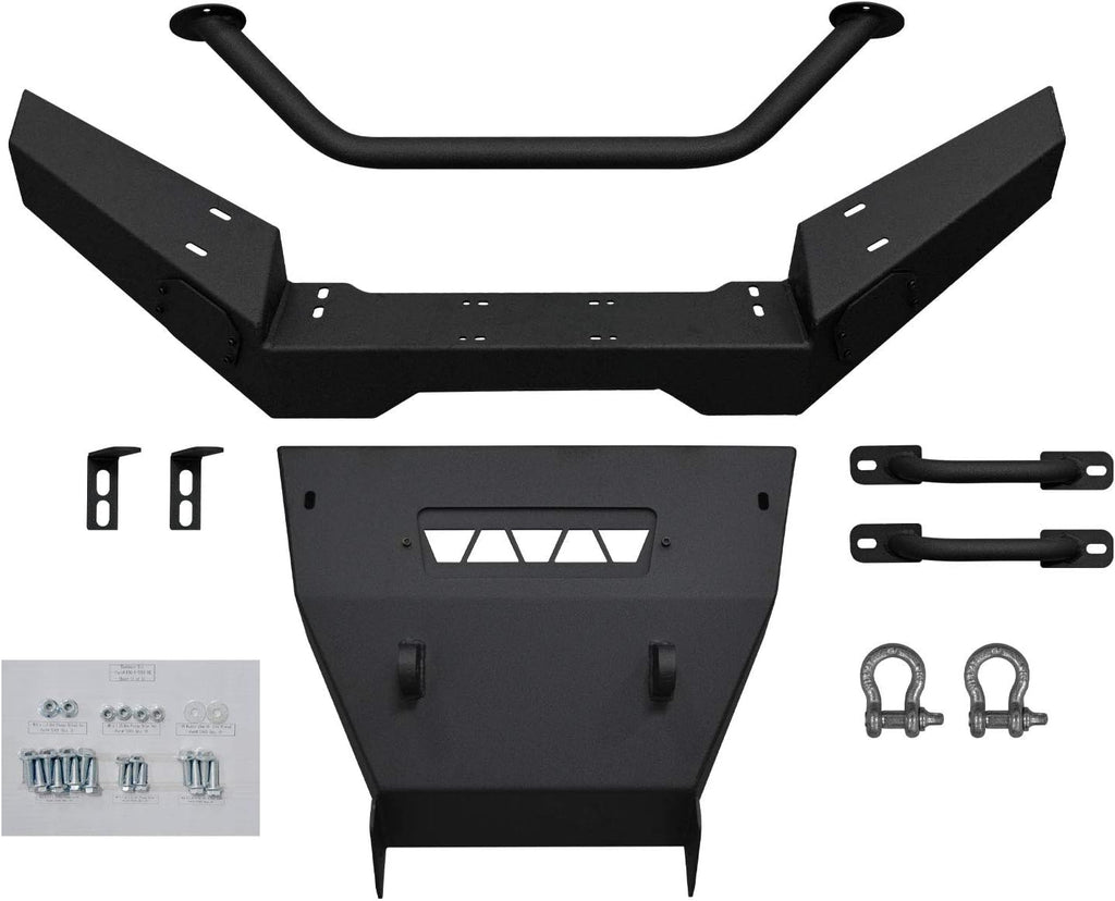 Wrinkle Black Steel Front Bumper with Tow Hooks X2385