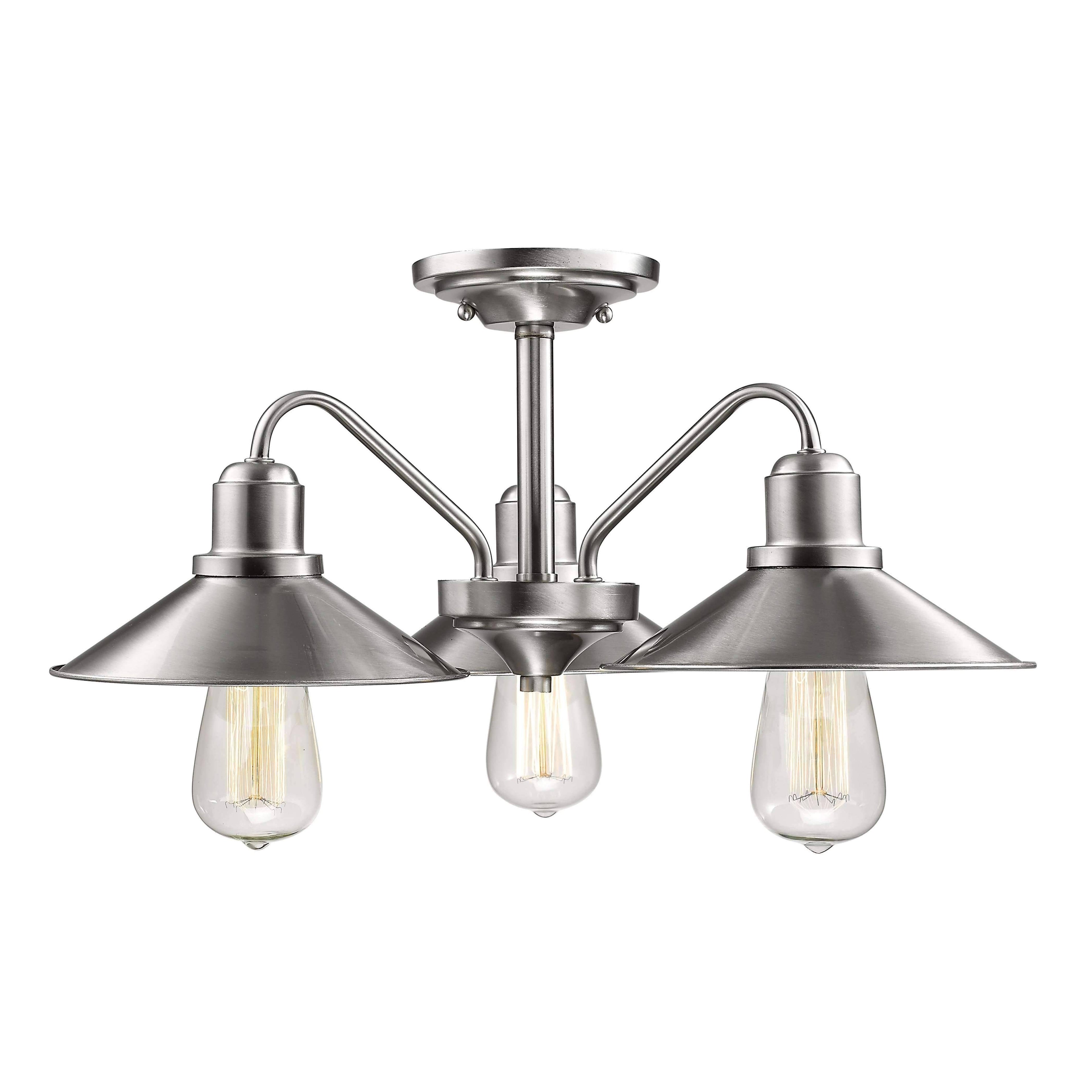 Brushed Nickel 3-Light Semi Flush Mount Y6705