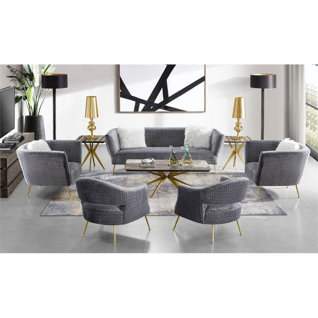 Grey Velvet Sofa with 2 Pillows D155