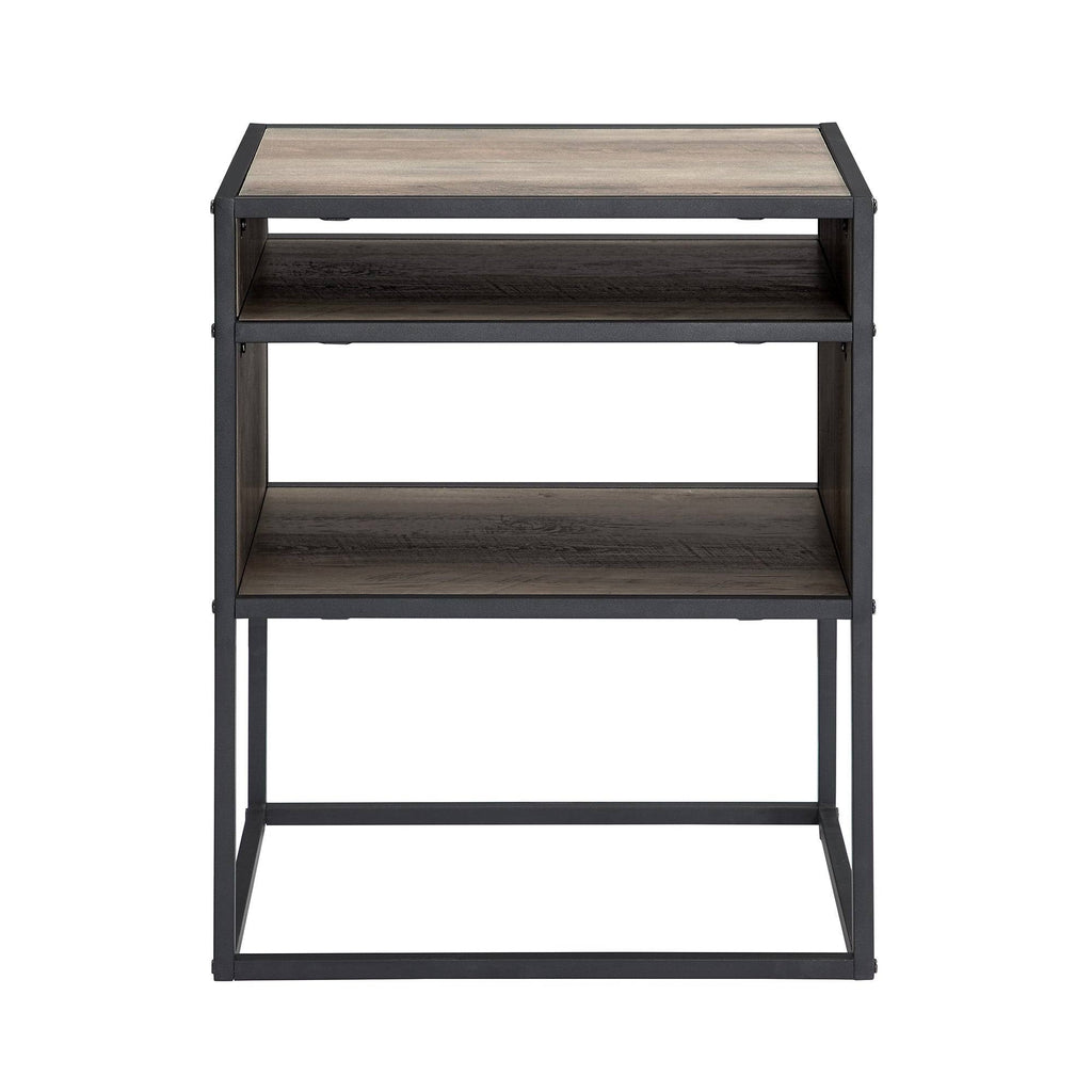 Dark Walnut Open-Shelf Side Table D72396