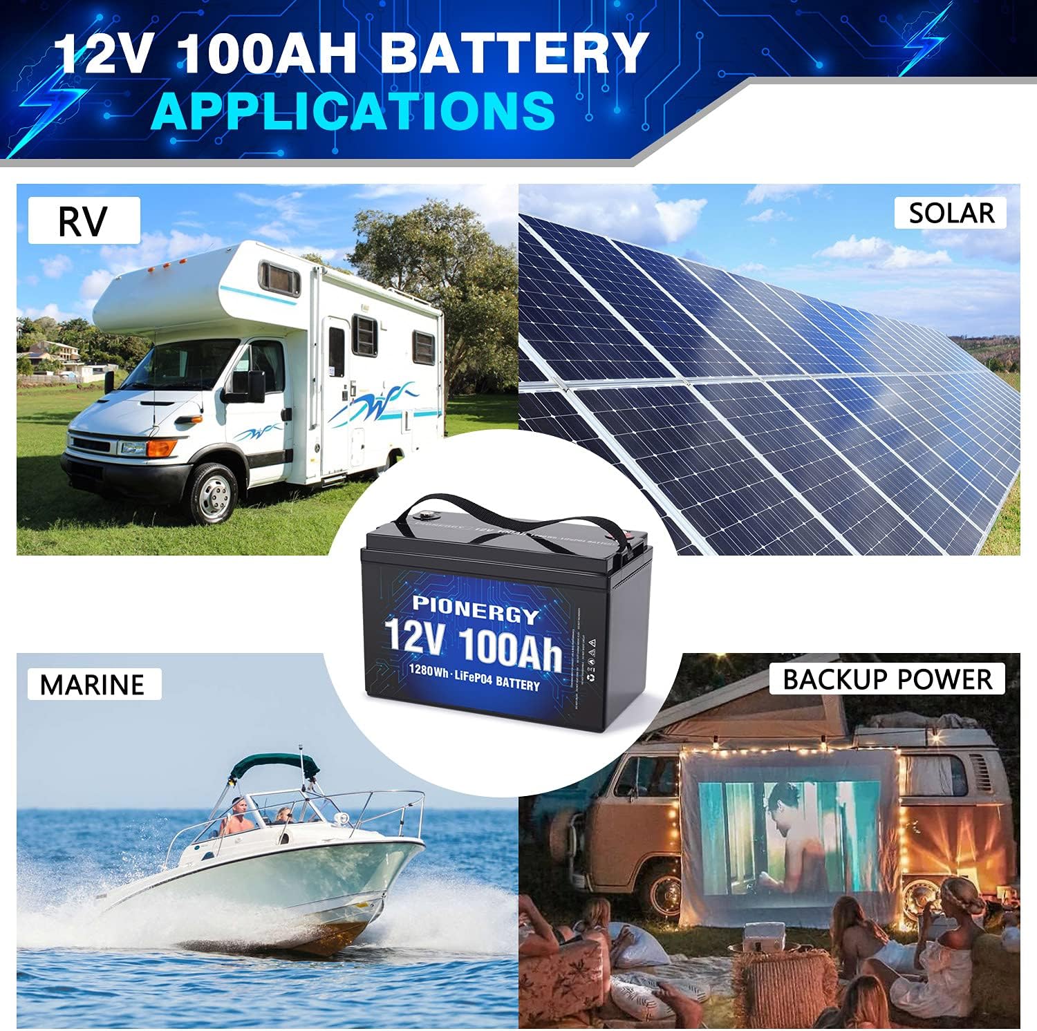 12V 100Ah LiFePO4 Lithium Battery with 100A BMS B585