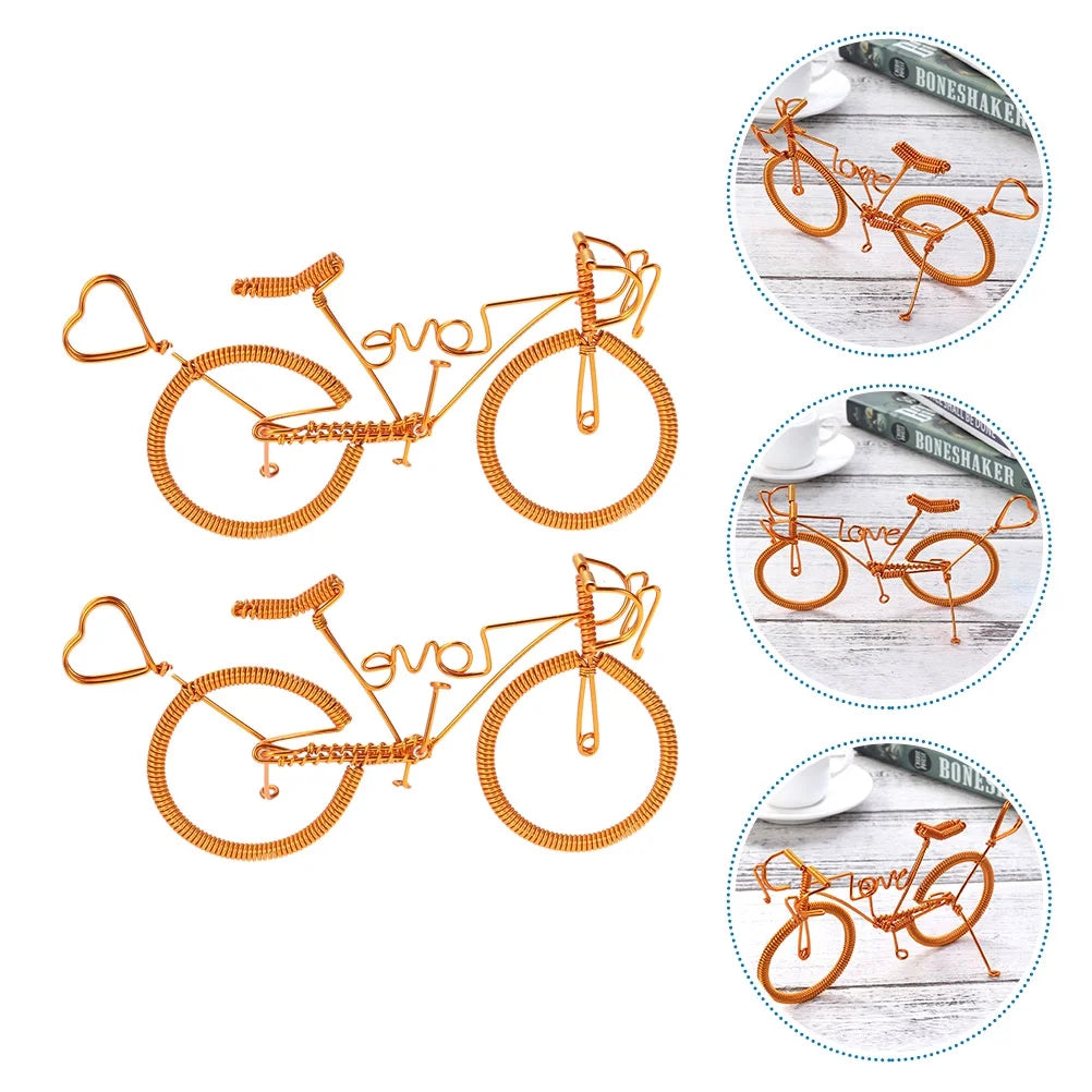 2pcs Metal Bike Model Figurines Home Ornaments U8250