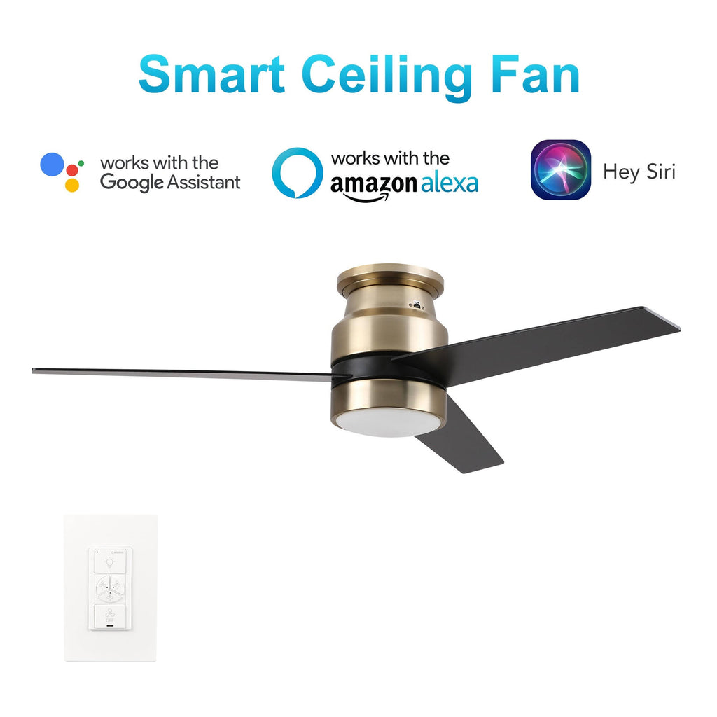 Gold LED Smart Ceiling Fan with Light Kit and Wall Control K971409