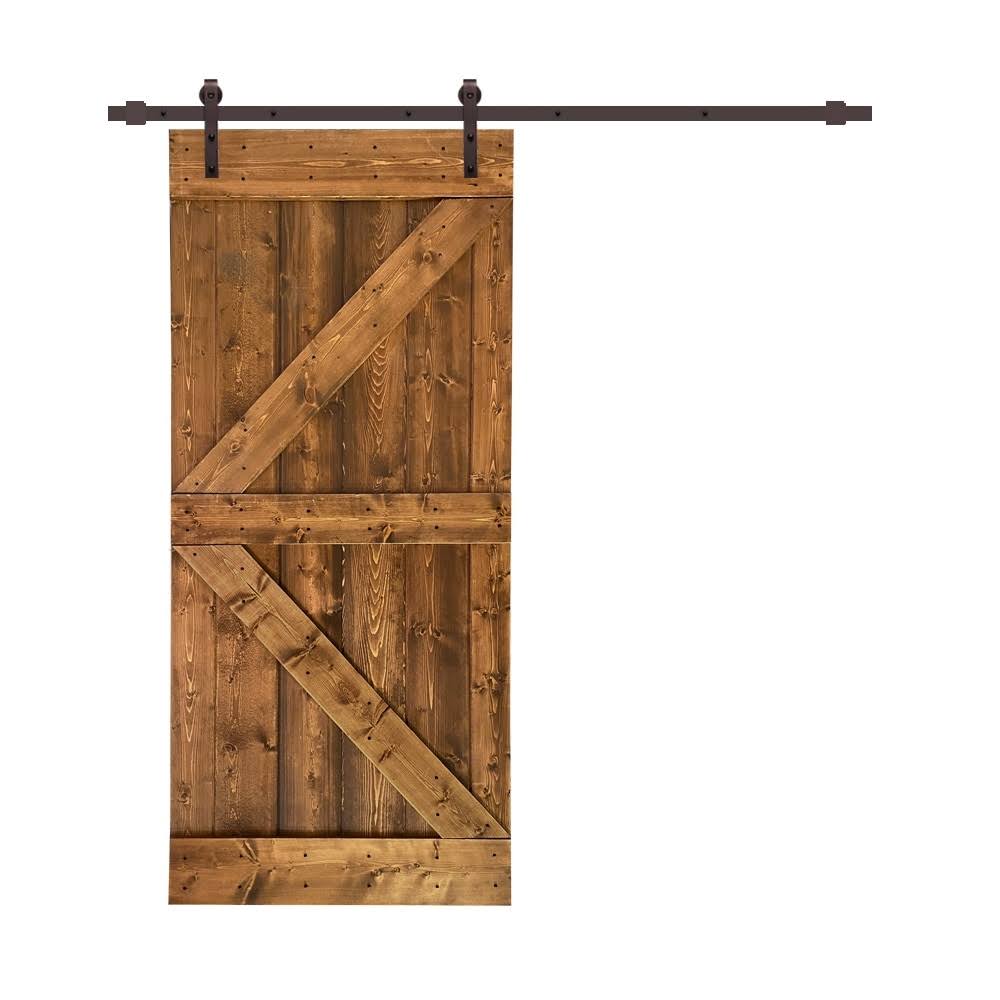 Charcoal Black Stained Wood Interior Sliding Barn Door with Hardware Kit I867