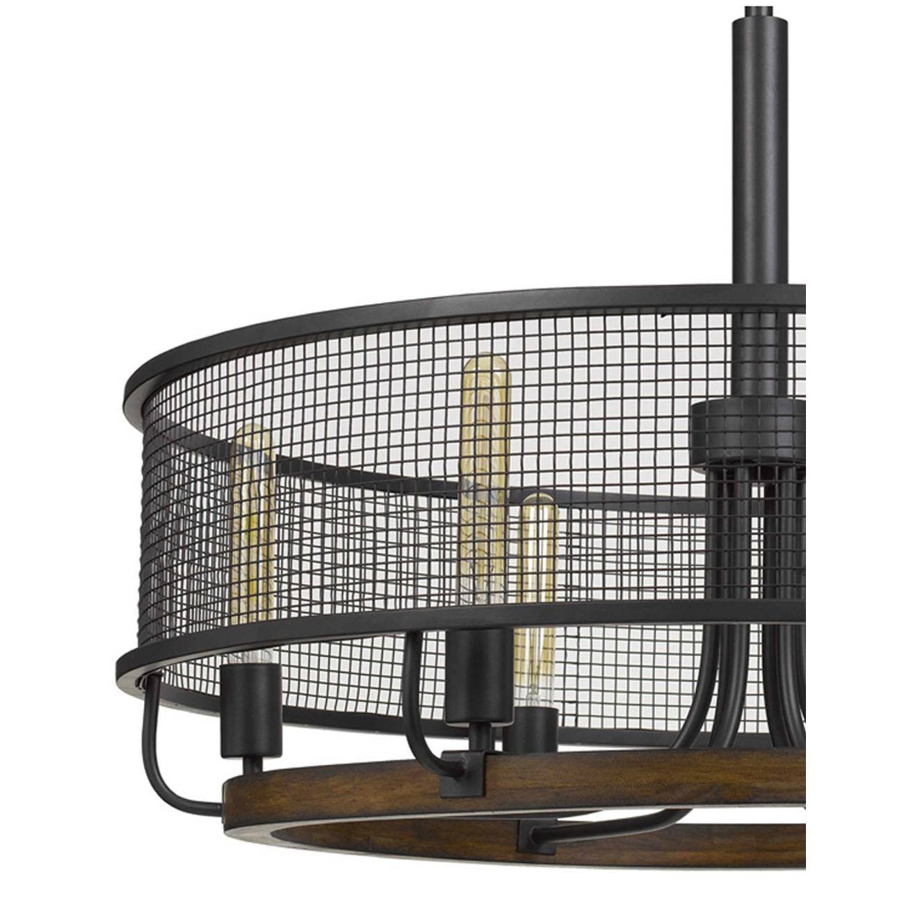 6-Light Metal/Wood Mesh Chandelier Bronze D706