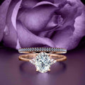2.00 Carat Oval Cut Diamond Moissanite Engagement Ring in Silver With 18k Rose Gold Plating D778586