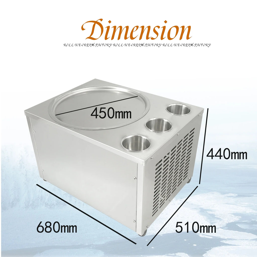 18'' Round Ice Pan Ice Cream Roll Machine, 3 Tanks X8456
