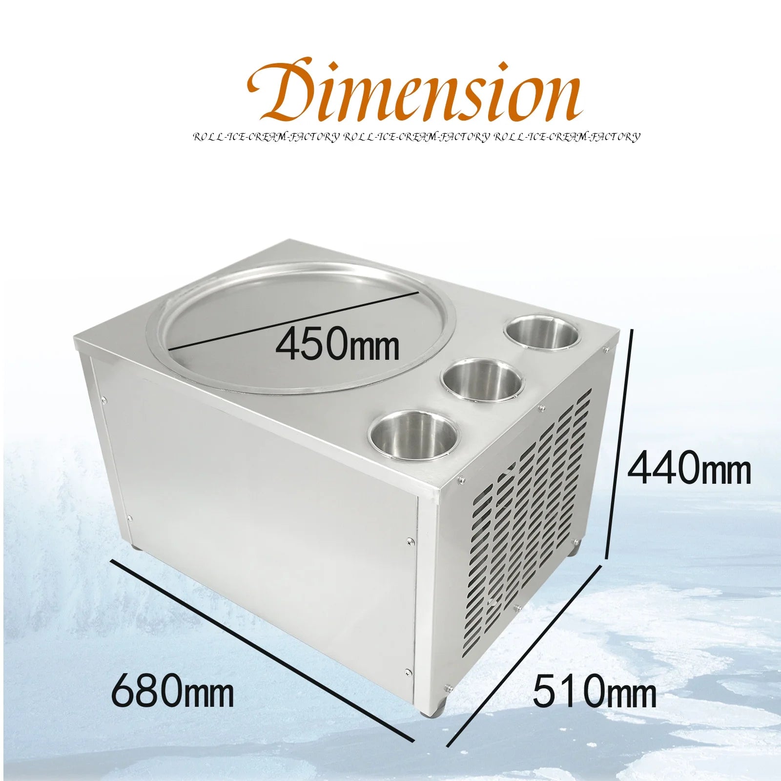18'' Round Ice Pan Ice Cream Roll Machine, 3 Tanks X8456