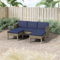 3-Piece Outdoor Conversation Set with Sofa and Ottomans in Brown Wicker D725
