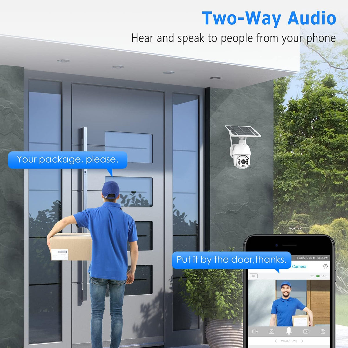 1080P Wireless WiFi PTZ Solar Security Camera with Color Night Vision H183