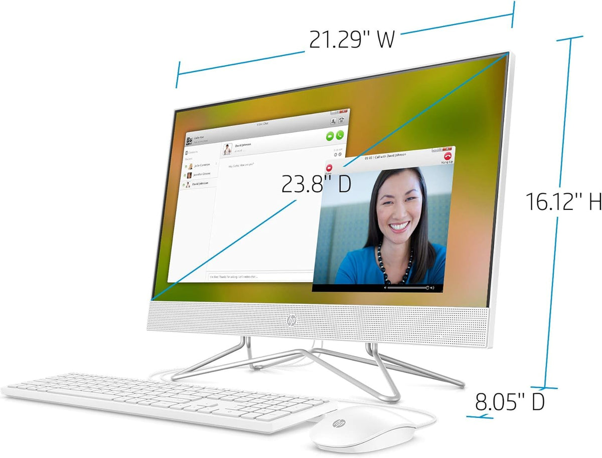 24-inch All-in-One Desktop Computer, AMD Athlon Silver 3050U, 8 GB RAM, 256 GB SSD, Windows 10 Home, White C386
