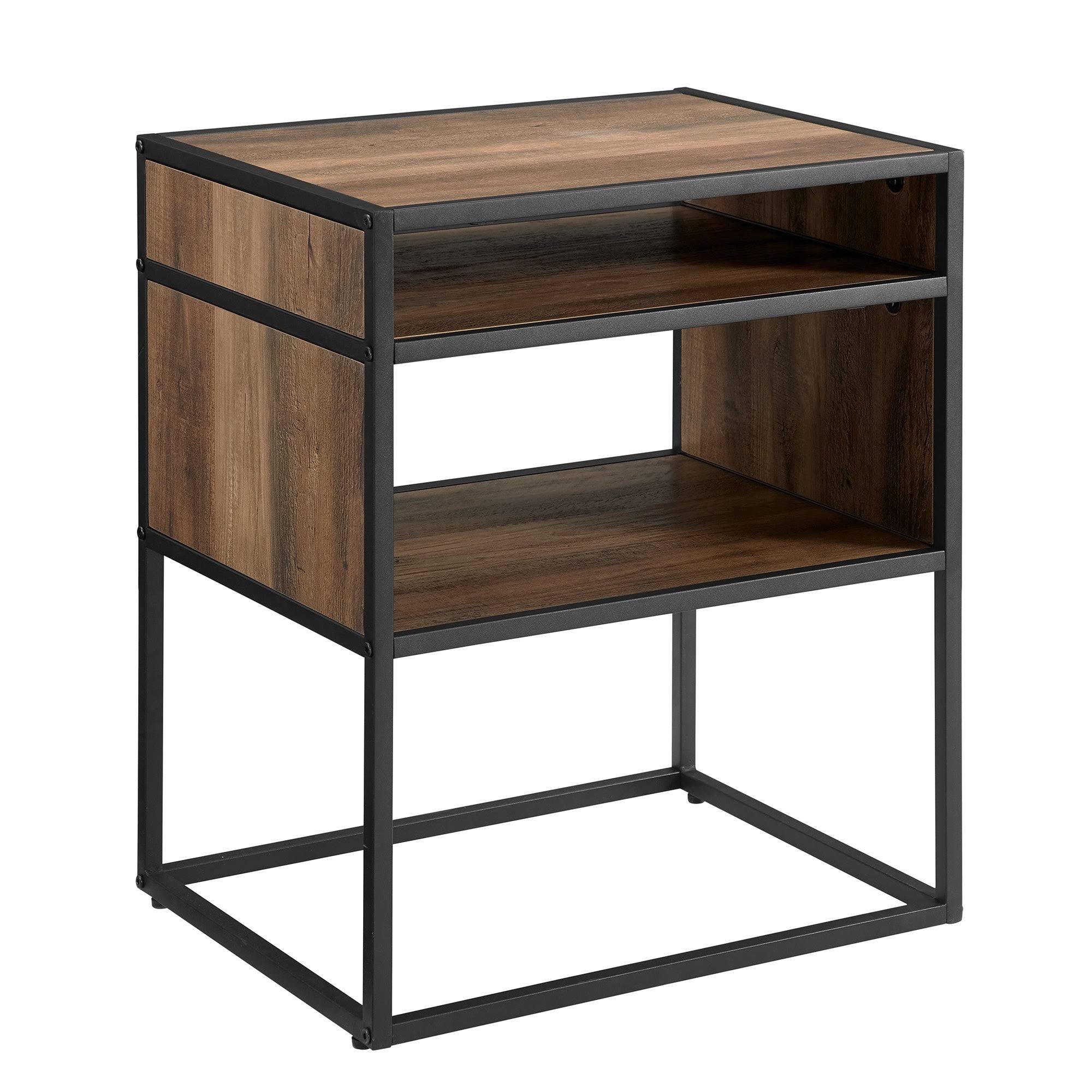 Dark Walnut Open-Shelf Side Table D72396