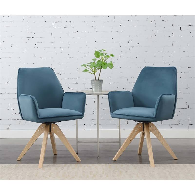 Velvet Blue Swivel Accent Chair Y554262