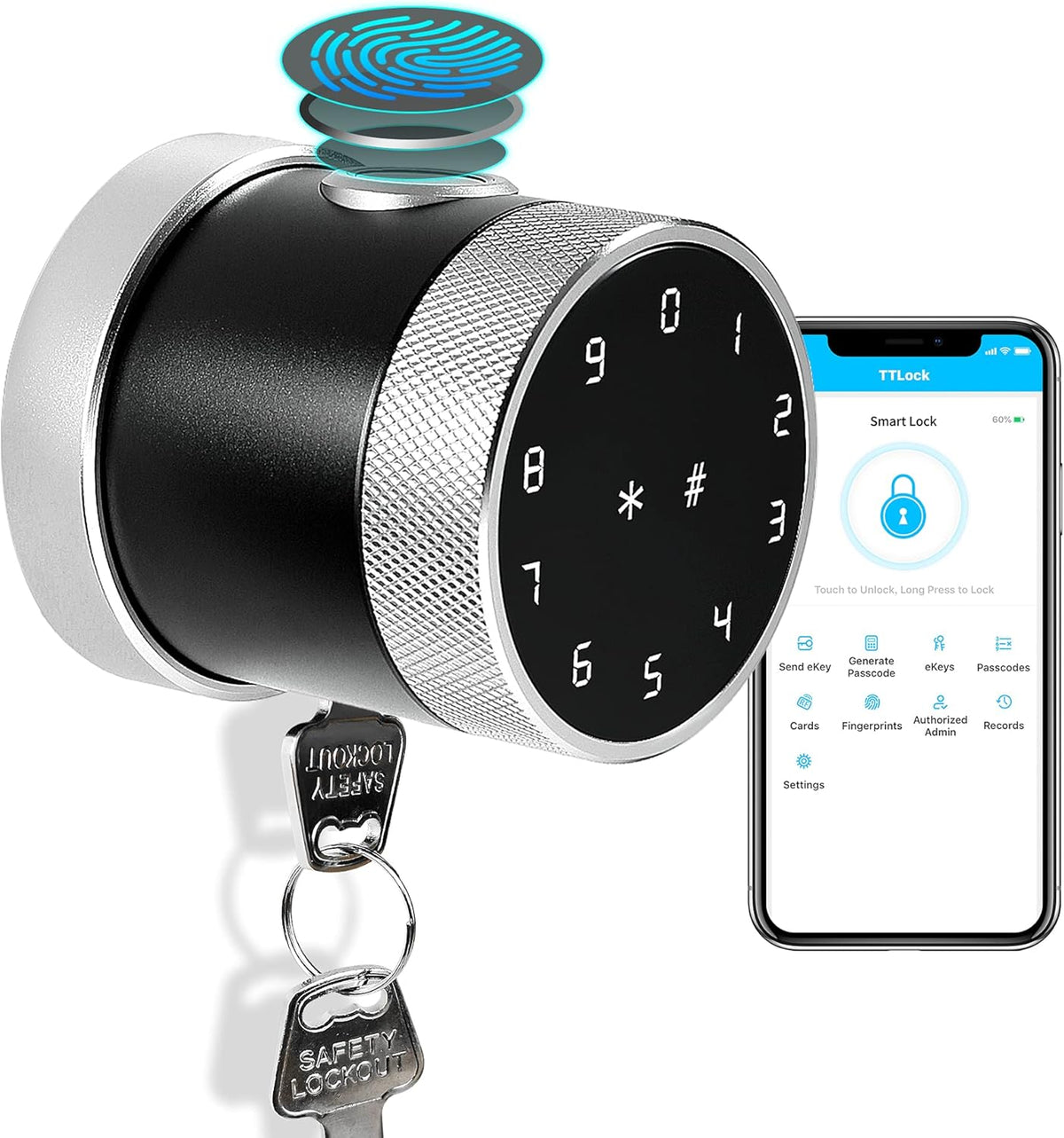 Smart Lock Fingerprint Electronic Door Lock with Bluetooth App Control G275242