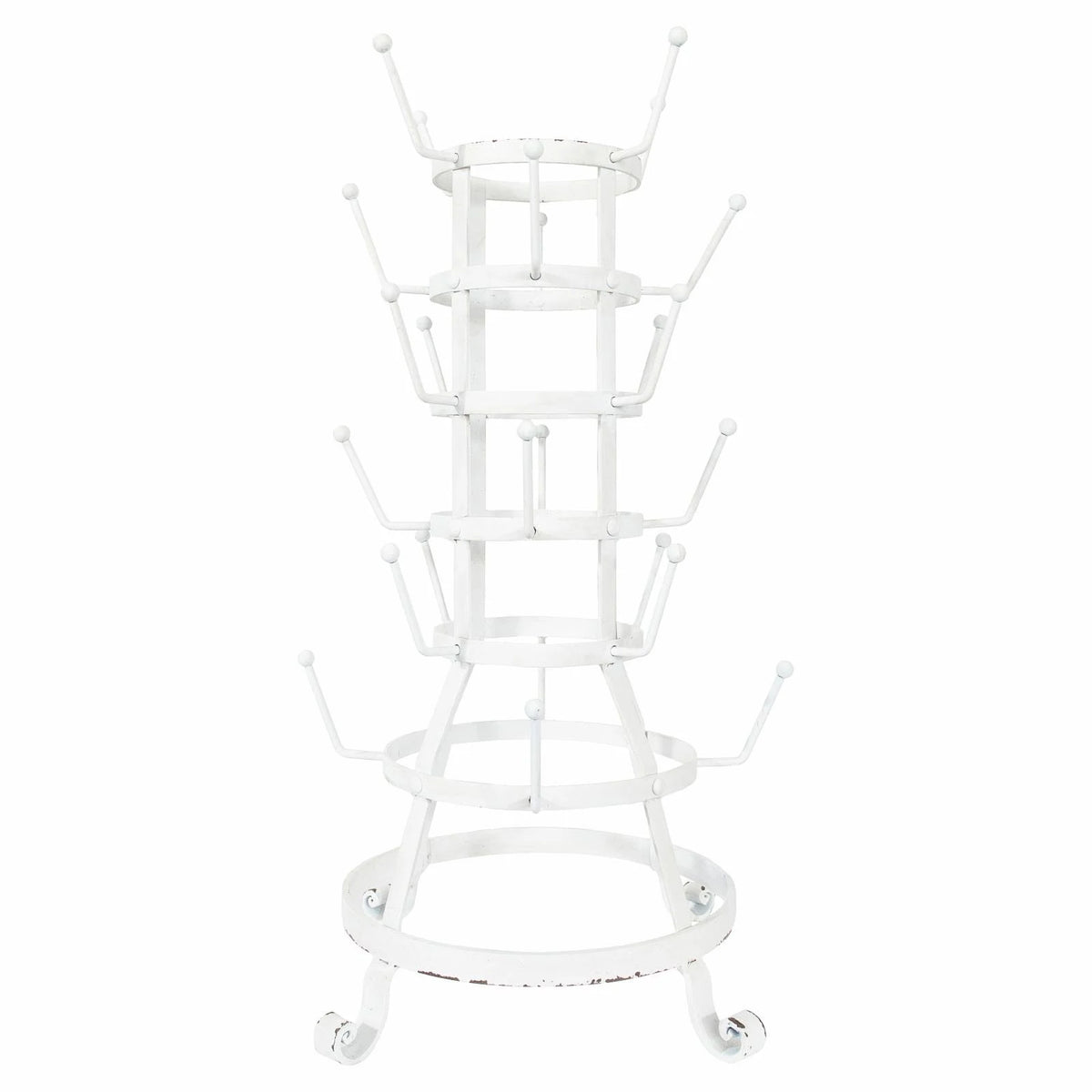 White Metal Bottle Mug Holder with 24 Hooks C24237