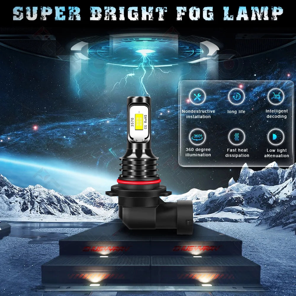 9005 9006 9145 LED Headlight Fog Light Bulbs Combo 6000k White Q6837