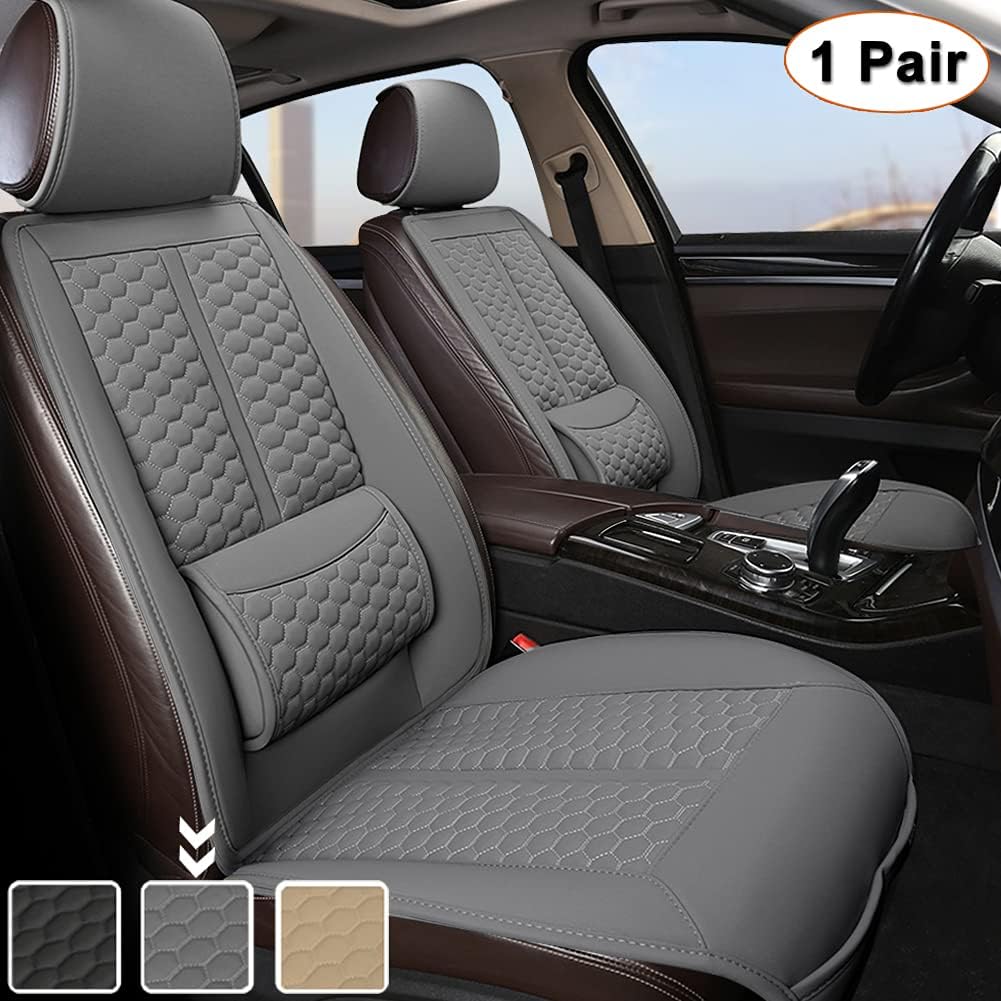 Beige Sideless Car Seat Covers with Lumbar Support and Headrest Cover M979