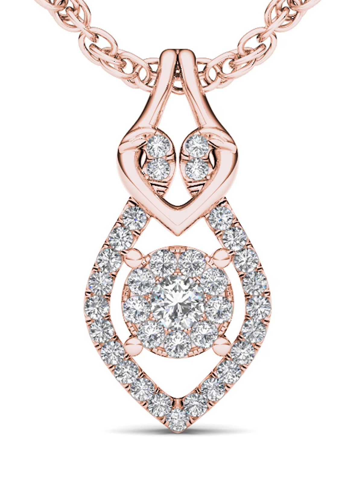 10K Rose Gold Diamond Teardrop Necklace Z205