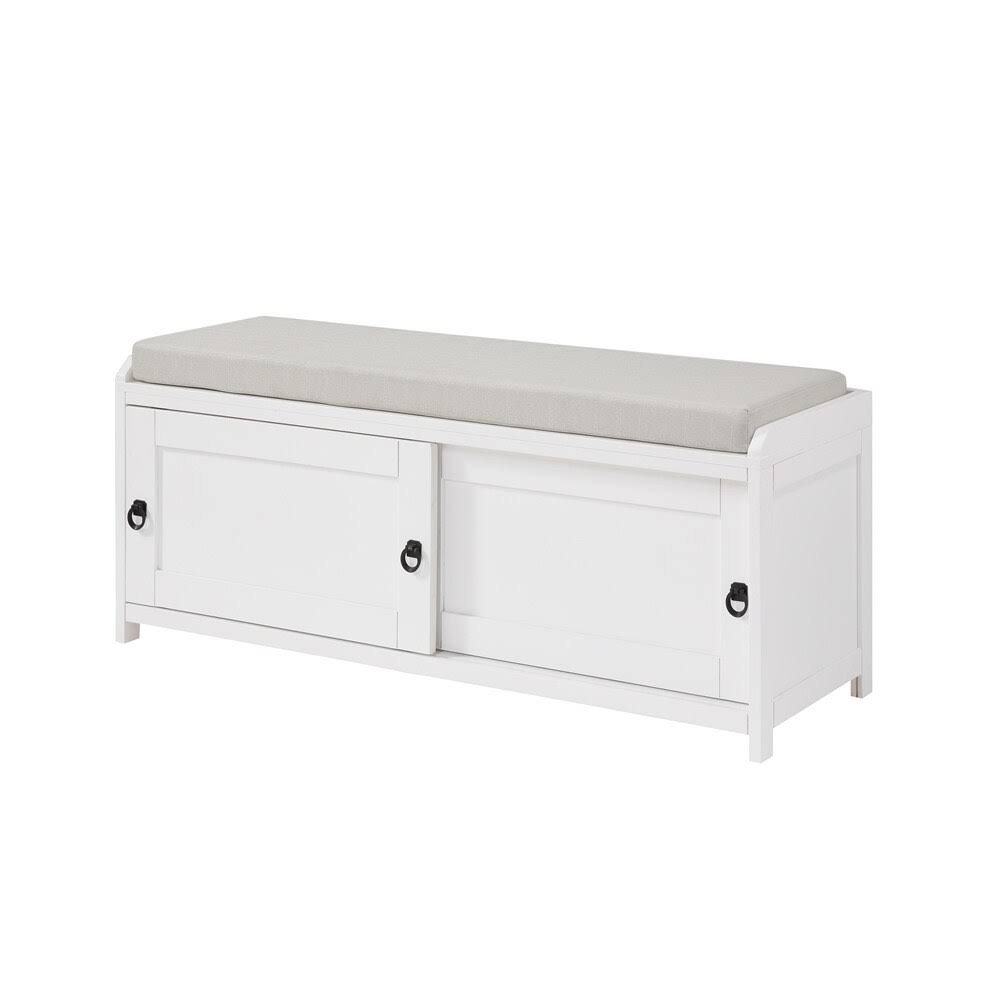 Grey Wood Storage Bench with Cabinets J860859