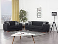 Black Leatherette Sofa Bed with Storage U82261