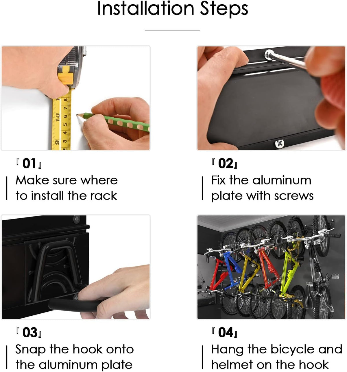Wall Mount Bike Rack for 6 Bicycles with Adjustable Bike Hooks, Pack of 2 Q792120