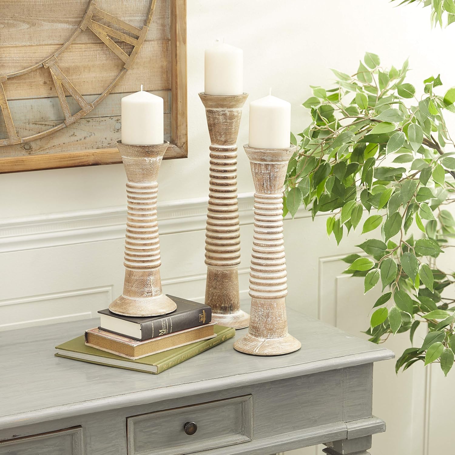 Brown Candle Holder S/3 S305