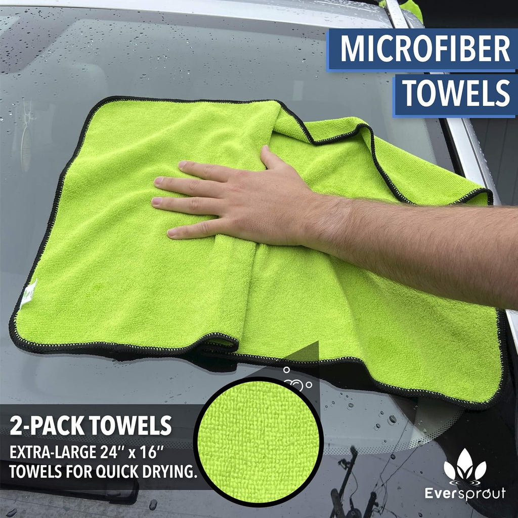 7-to-25 Foot Car Wash Kit with Extension Pole, Scrub Brush, Squeegee, Carwash Mitts, Microfiber Towels B69584