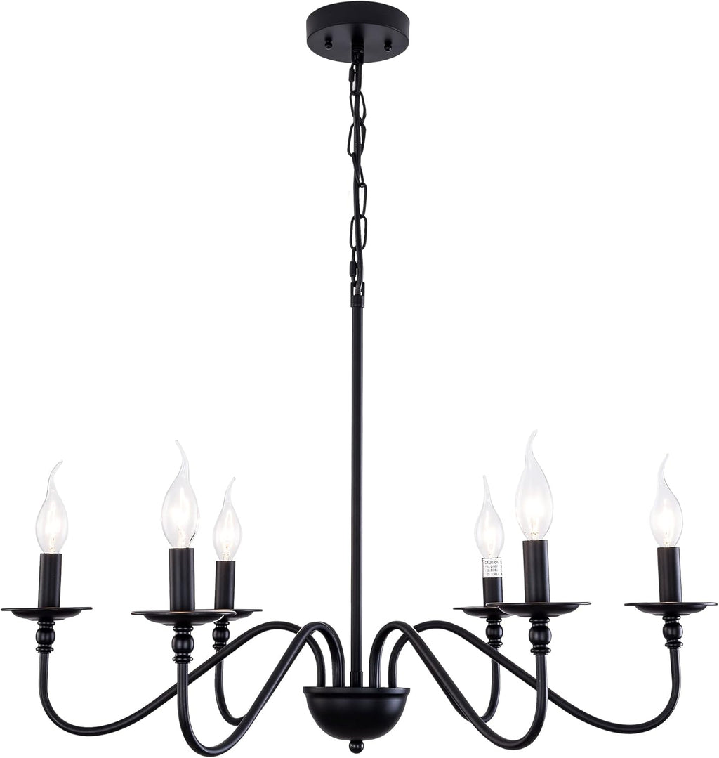 6-Lights Industrial Black Iron Pendant Light Fixture Chandelier B863