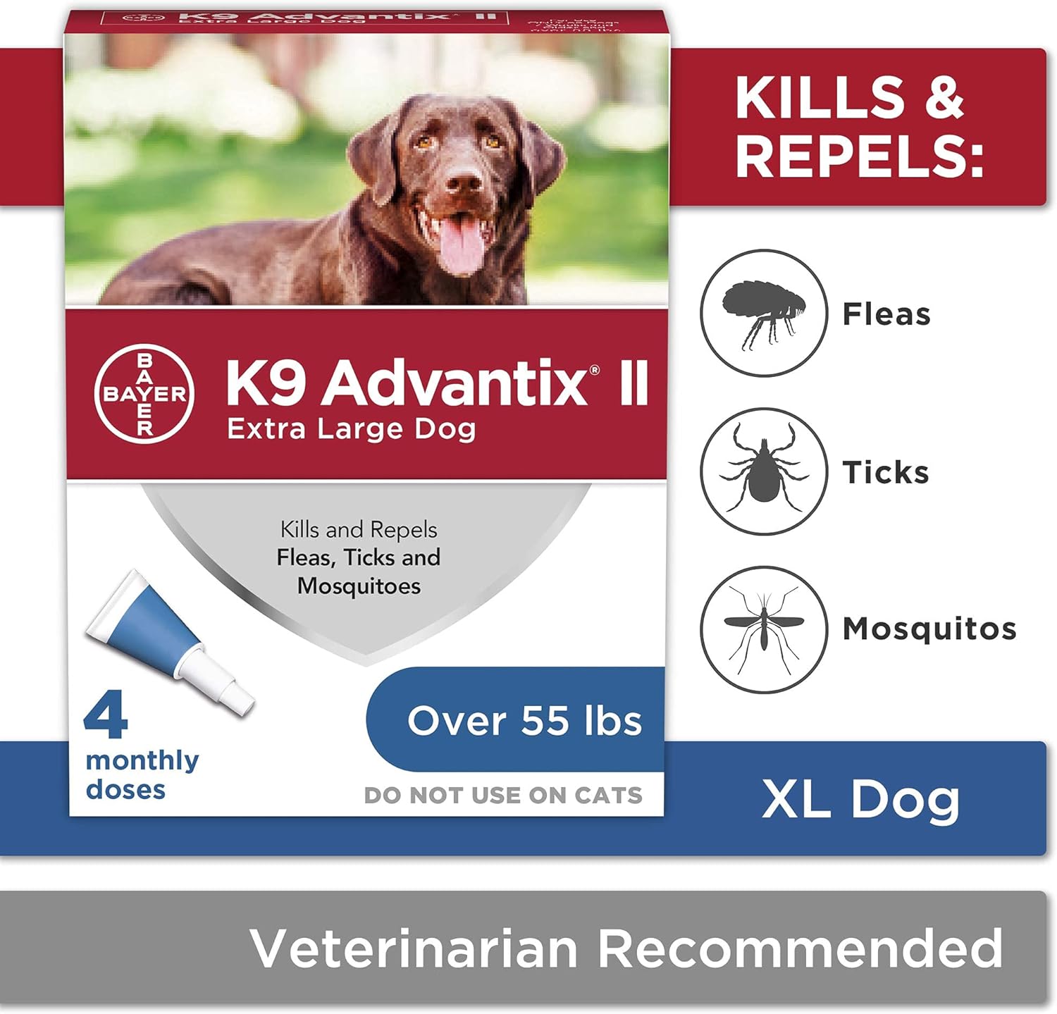 K9 Advantix II Flea and Tick Prevention 1-Pack 4 Monthly Doses Pack of 2 Q269169
