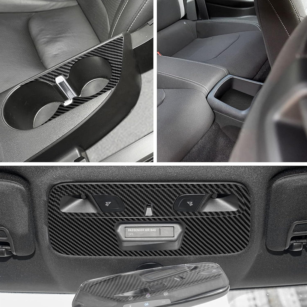 Carbon Fiber Texture Vinyl Wrap Center Console Dashboard Cover Interior Protective Decoration Accessories Sticker 28PCS Black G40336