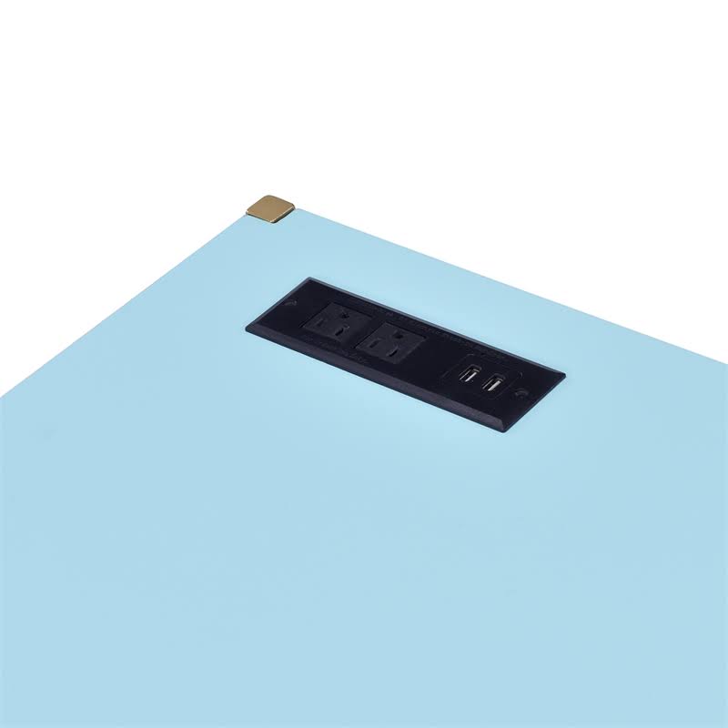 Aruba Blue and Gold Wood Writing Desk with USB Port D104