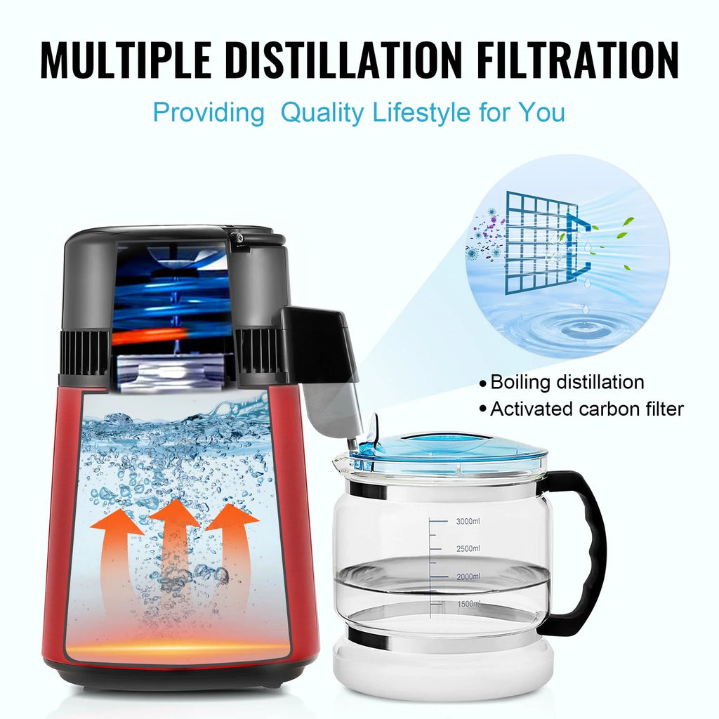 Red 4L Stainless Steel Water Distiller Z304