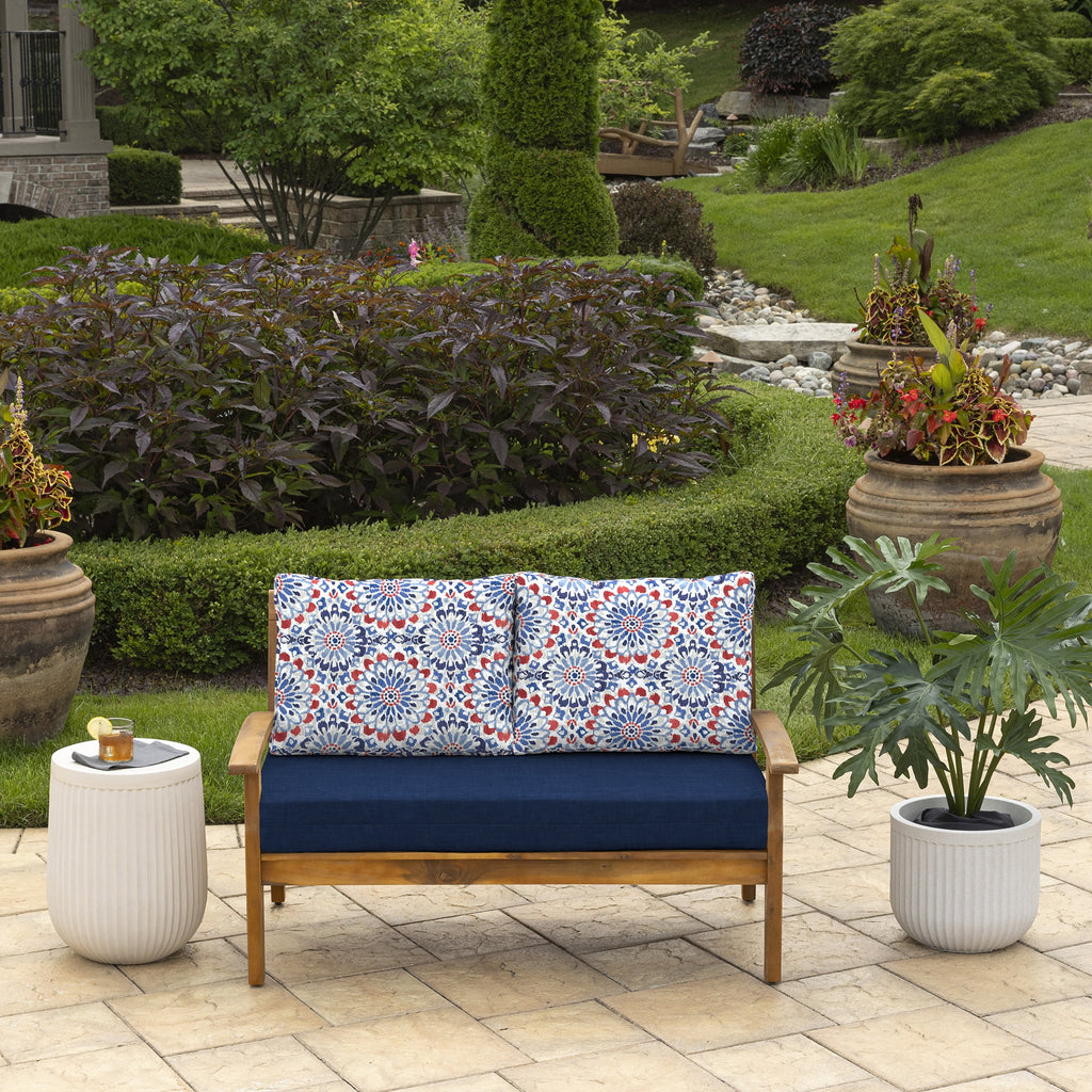 Outdoor Loveseat Cushion Set, 48 x 24, Water Repellent, Clark Blue T4689