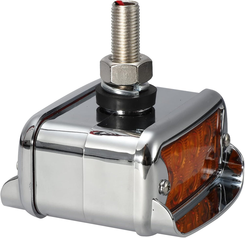 2Pcs Amber/Red 6 LED Double Face Rectangular Chrome Utility Lights S6028