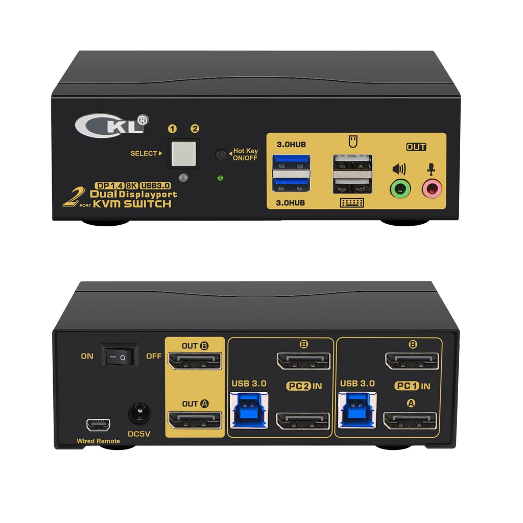 2 Port Dual Monitor KVM Switch HDMI 4K@60Hz with Audio Outputs and USB 2.0 HUB X870796
